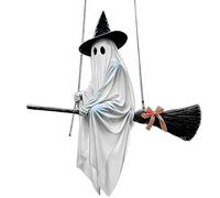 SXZHEMIBLE Décorations d'halloween extérieures, balançoire fantôme Suspendue de 97,5 cm avec Guirlande Lumineuse, décoration fantômes Mignons et effrayants pour Porche, Jardin ou Arbre