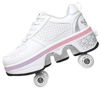 SXZHSM Garçons Filles Chaussures à roulettes 4 Roues Respirant Patins à roulettes pour Unisexe Enfants Retractable Basket A Roulette,37