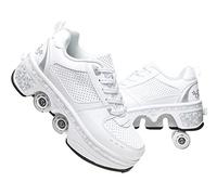 SXZHSM Garçons Filles Chaussures à roulettes 4 Roues Respirant Patins à roulettes pour Unisexe Enfants Retractable Basket a Roulette,low-top-EU37