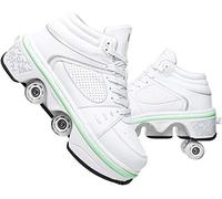 SXZHSM Garçons Filles Chaussures à roulettes 4 Roues Respirant Patins à roulettes pour Unisexe Enfants Retractable Basket a Roulette,High-top-EU35