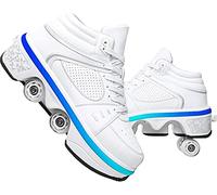 SXZHSM Patins A roulettes pour 4 Roues réglables à roulettes Chaussures 2 en 1 Multi-usages Kick Roller Shoe pour garçons Filles,EU33