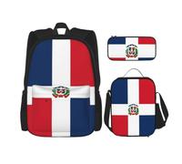 SXZVVBN Ensemble de crayons avec sac à dos d'école République dominicaine | Sac à livres durable pour ordinateur portable pour étudiants, adultes, voyage, boîte à crayons isolée