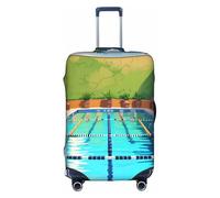 sxzvvbn Housse de protection élastique double face pour valise, motif flamant rose et piscine, 45,7 à 81,3 cm, blanc, XL