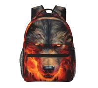 SXZVVBN Red Wolf and Fire Sac à dos pour ordinateur portable Motif campus