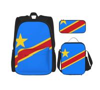 SXZVVBN Sac à dos d'école Drapeau du Congo Boîte à déjeuner Crayon Set