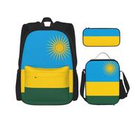 SXZVVBN Sac à dos d'école drapeau du Rwanda Ensemble de crayons