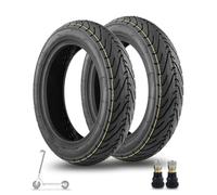 SYACHI 10 x 2,5 Pouces Pneu Tubeless+2 Buses Droites Accessoire Trottinette Électrique Pièces, 60/70-6.5 Caoutchouc plus épais et plus large Type Roues Anti-Explosion