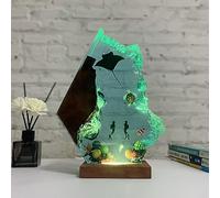 Syagot Lampe océanique en résine époxy, veilleuse LED raie manta et plongeurs, lampe de table pour décoration intérieure, souvenir d'aventure sous-marine de plongeur (Vert,12×8 pouce)