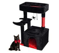 SYANDLVY Arbre à chat gothique avec lit cercueil pour chats d'intérieur, tour d'activité avec griffoir, maison moderne pour grands chats, meuble de niche pour chat avec panier et araignée suspendue