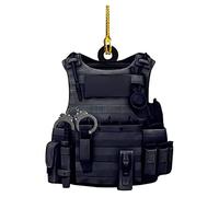 SyangKaitian Ornements de police personnalisés Gilet de police Ornement plat Ornement de policier à suspendre, Pendentif de Noël Équipement de police Père Noël Ornement à suspendre pour rétroviseur de