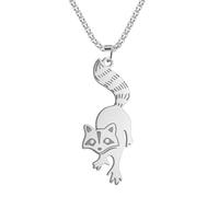 SYAVR À la mode mignon en acier inoxydable raton laveur Collier Animal Bijoux Pendentif Femme Mâle Cadeaux D’anniversaire