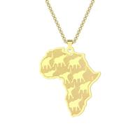SYAVR Acier inoxydable carte africaine pendentif éléphant bijoux