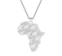 SYAVR Acier inoxydable carte africaine pendentif éléphant bijoux