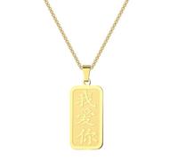 SYAVR Acier inoxydable Chine Je t’aime symbole Collier pendentif avec des caractères chinois Je t’aime Cadeau d’anniversaire