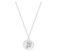 SYAVR Acier inoxydable Naissance Fleur Collier Plante Disque Sculpture Bijoux Cadeau d’anniversaire