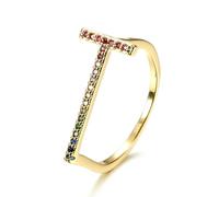 SYAVR Arc en ciel bague niche Design, 26 lettre anglaise bague, accessoire de mode empilable