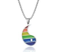 SYAVR Arc-en-ciel Tai Chi Diagramme Yin Yang Couple Titane Acier Pendentif Collier Bijoux
