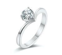 SYAVR Bague de fiançailles en zircon incrusté d’acier titane, simple et élégante, bague femme incrustée de diamants