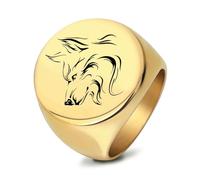 SYAVR Bague en acier inoxydable pour hommes Acier titane lisse 22mm Grassland Animal Personality Wolf Head Domineering Ring pour les femmes