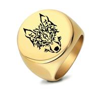 SYAVR Bague en acier inoxydable pour hommes Acier titane lisse 22mm Grassland Animal Personality Wolf Head Domineering Ring pour les femmes