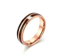 SYAVR Bague en Cuir de Grain de Bois incrusté d’Acier au tungstène, Bague de Couple en Bois à Double rainure Haut de Gamme en Or de tungstène
