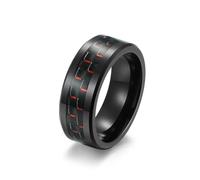 SYAVR Bague en fibre de carbone incrustée d’acier au tungstène noir, bracelet doigt noir pur en or tungstène pour homme