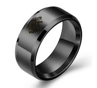 SYAVR Bague lisse Domineering Wolf Head pour hommes de 8 mm en acier titane et acier inoxydable personnalisé
