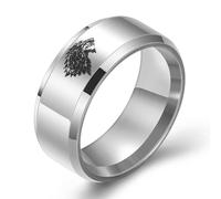 SYAVR Bague lisse Domineering Wolf Head pour hommes de 8 mm en acier titane et acier inoxydable personnalisé