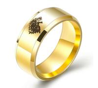 SYAVR Bague lisse Domineering Wolf Head pour hommes de 8 mm en acier titane et acier inoxydable personnalisé