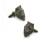 SYAVR Boutons de Manchette à Boutons français pour Hommes rétro en cuivre Pur avec Boutons de Manchette tête de Loup en Bronze Antique