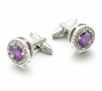 SYAVR Boutons de Manchette de Chemise française, Clous d’améthyste, Poignets cloutés de Diamants, Boutons