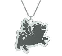 SYAVR Cochon volant et ailes pendentif en caoutchouc collier Bijoux animaux mignons Collier en acier inoxydable