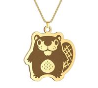SYAVR Collier castor mignon en acier inoxydable Bohème Bijoux animaux mignons