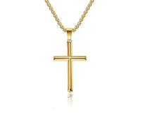 SYAVR Collier croix diamant en acier titane, pendentif croix hip-hop homme et femme