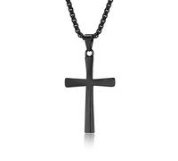 SYAVR Collier croix en acier titane torsadé, accessoires simples, bijoux pendentif personnalisés