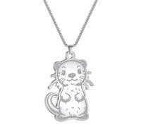 SYAVR Collier en acier inoxydable loutre pendentif animal mignon accessoire cadeau