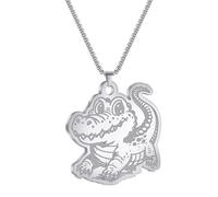 SYAVR Collier en acier inoxydable Petit crocodile pendentif mignon animal accessoire
