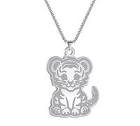 SYAVR Collier en acier inoxydable Petit tigre pendentif mignon animal accessoire