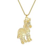 SYAVR Collier en acier inoxydable zèbre pendentif animal mignon accessoire cadeau