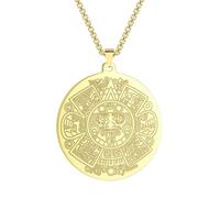 SYAVR Collier pendentif calendrier maya en acier inoxydable Accessoire punk hip-hop géométrique