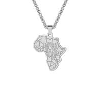 SYAVR Collier pendentif carte africaine en acier inoxydable Collier visage de tigre Forme africaine