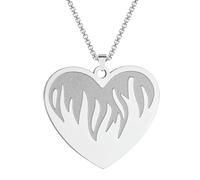 SYAVR Collier pendentif coeur flamme bijoux simples Collier chaîne en acier inoxydable Cadeau