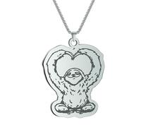 SYAVR Collier pendentif de bras de cœur de paresseux heureux en acier inoxydable pour hommes Punk Animal Jewelry Cartoon Gift
