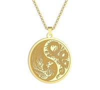 SYAVR Collier pendentif dragon Phoenix en acier inoxydable adapté aux deux hommes femmes Accessoires chinois Bijoux