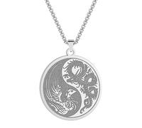 SYAVR Collier pendentif dragon Phoenix en acier inoxydable adapté aux deux hommes femmes Accessoires chinois Bijoux