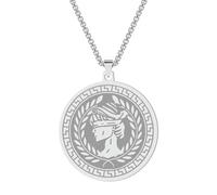 SYAVR Collier pendentif en acier inoxydable Athéna Le Dieu de la Sagesse Mythologie Grecque Bijoux