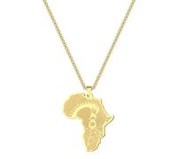 SYAVR Collier pendentif en acier inoxydable Carte africaine Afinkra Sankofa Bijoux Accessoires