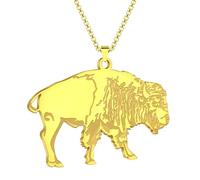 SYAVR Collier pendentif en acier inoxydable Great Plains Giant Buffalo pour femmes hommes bijoux animaux