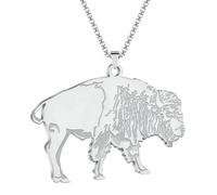SYAVR Collier pendentif en acier inoxydable Great Plains Giant Buffalo pour femmes hommes bijoux animaux
