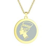 SYAVR Collier pendentif Néfertiti en acier inoxydable sculpté avec des bijoux pendentifs de reine égyptienne